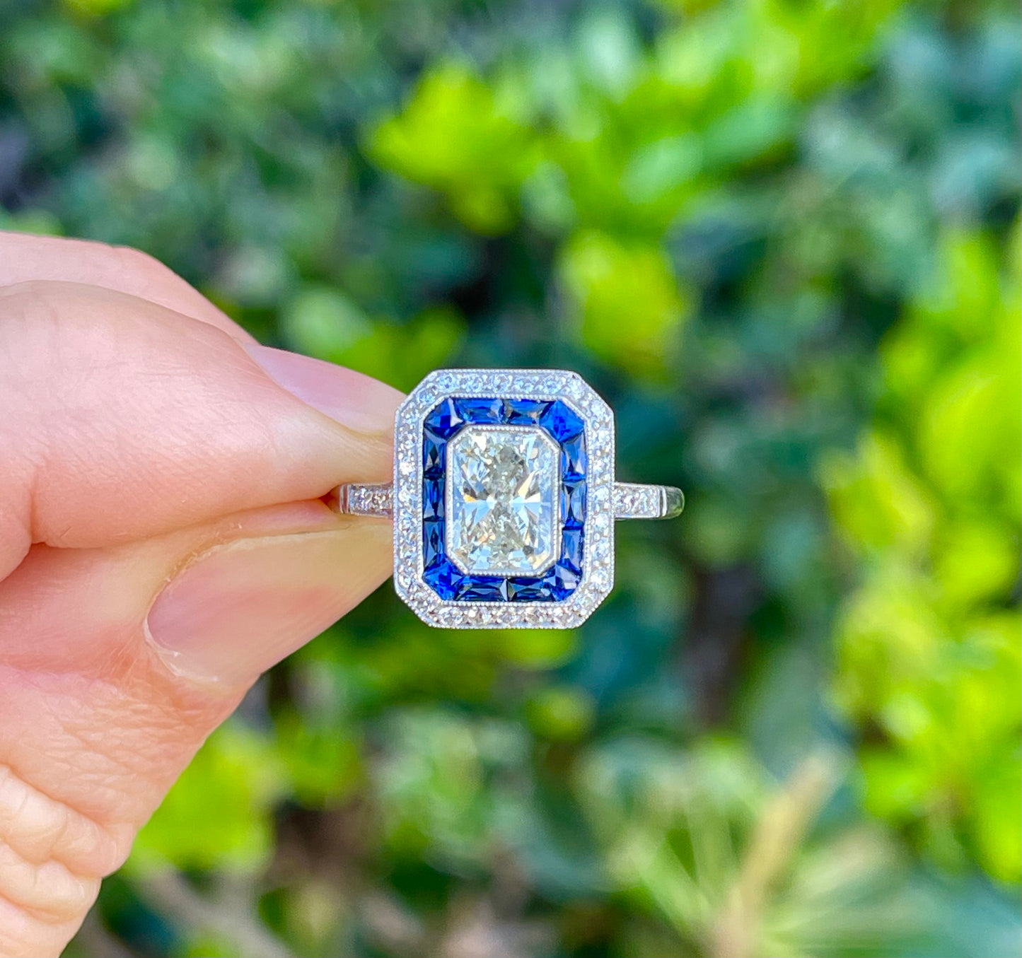 1.01 Radiant Cut Diamond Handmade Platinum Ring