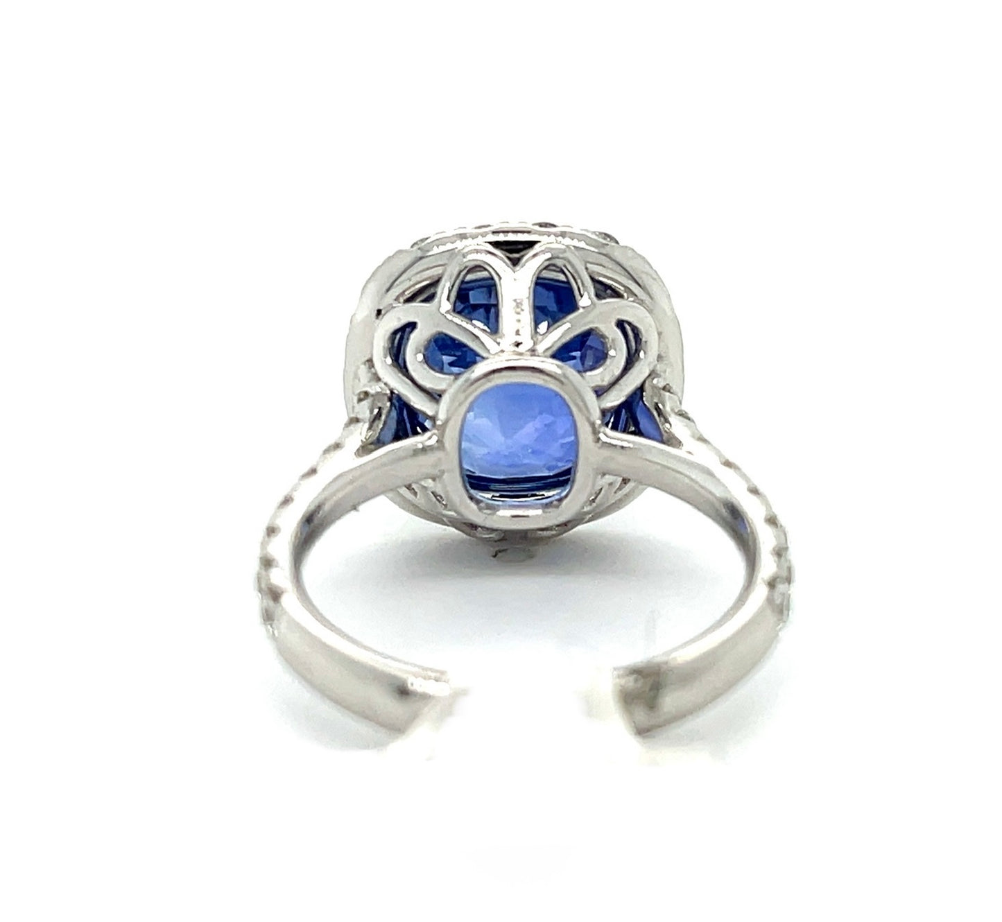 7.23ct AGL Ceylon No Heat Sapphire Platinum Ring 1.04ct Diamonds