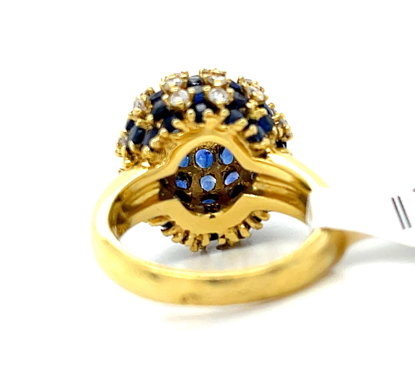 5.61ct Sapphire Sphere Ring 18KY Estate .93ct Diamonds