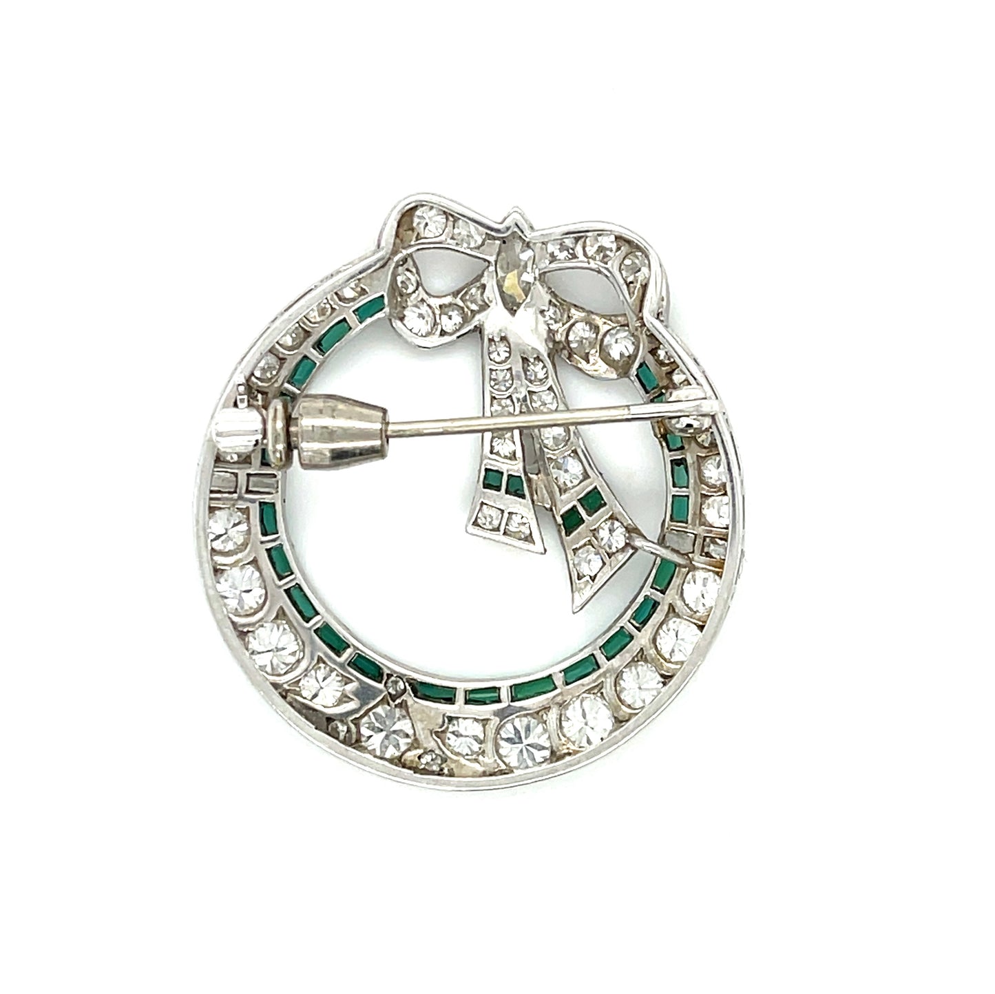 Art Deco (Circa 1920s) 3ct Diamonds Platinum Antique Bow Brooch