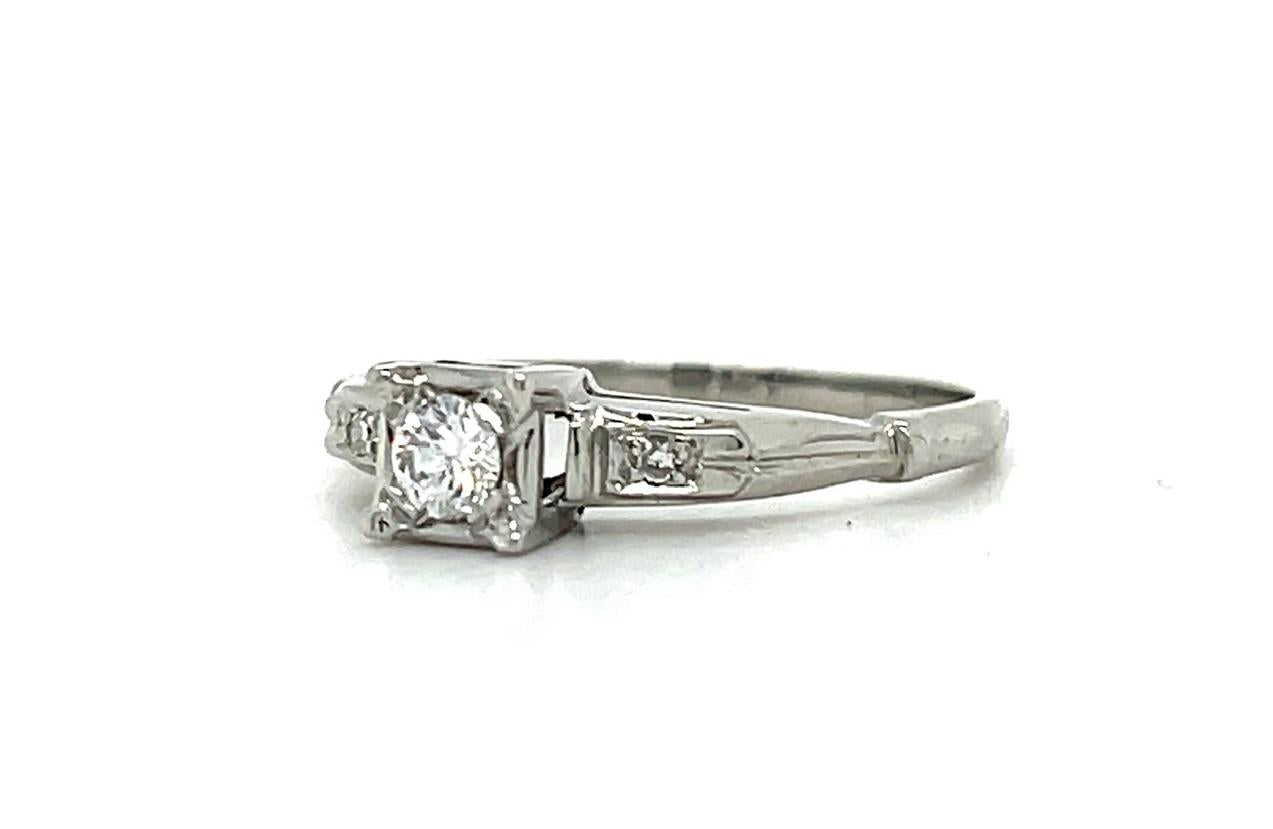.16ct Center Diamond Vintage Platinum Ring (c 1940s) .04ct SD 5.75 Size 2.91g