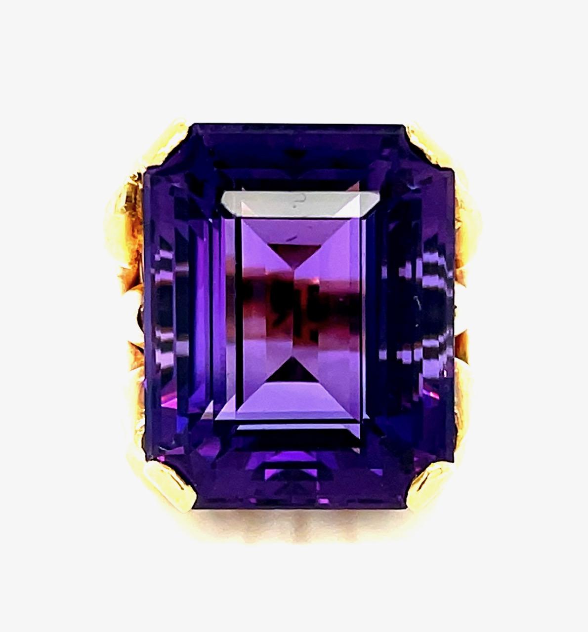 Retro 25ct Amethyst 18KY Ring (Vintage 1940s) 14.09g 6.50 Size