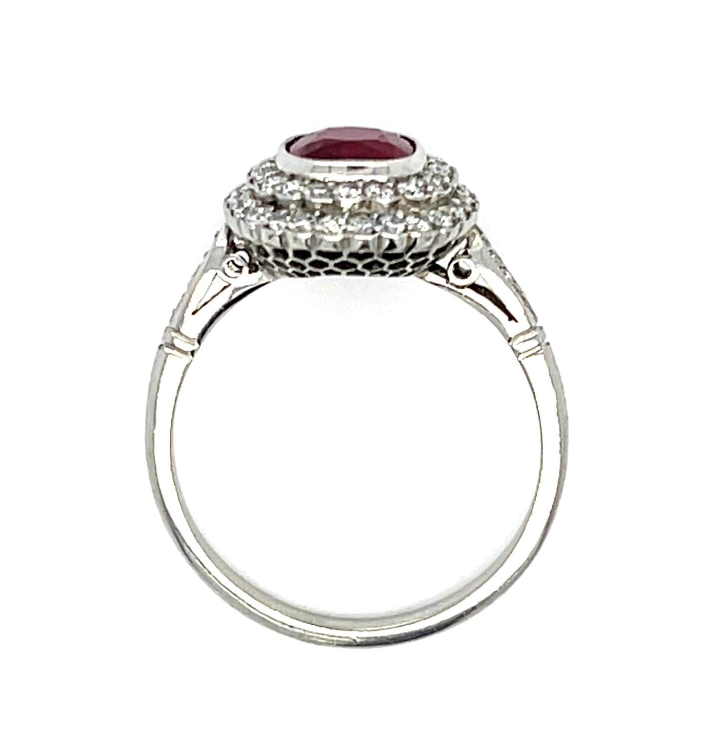 1.50ct Ruby .50ct Diamond Platinum Handmade Ring 4g 7 Size