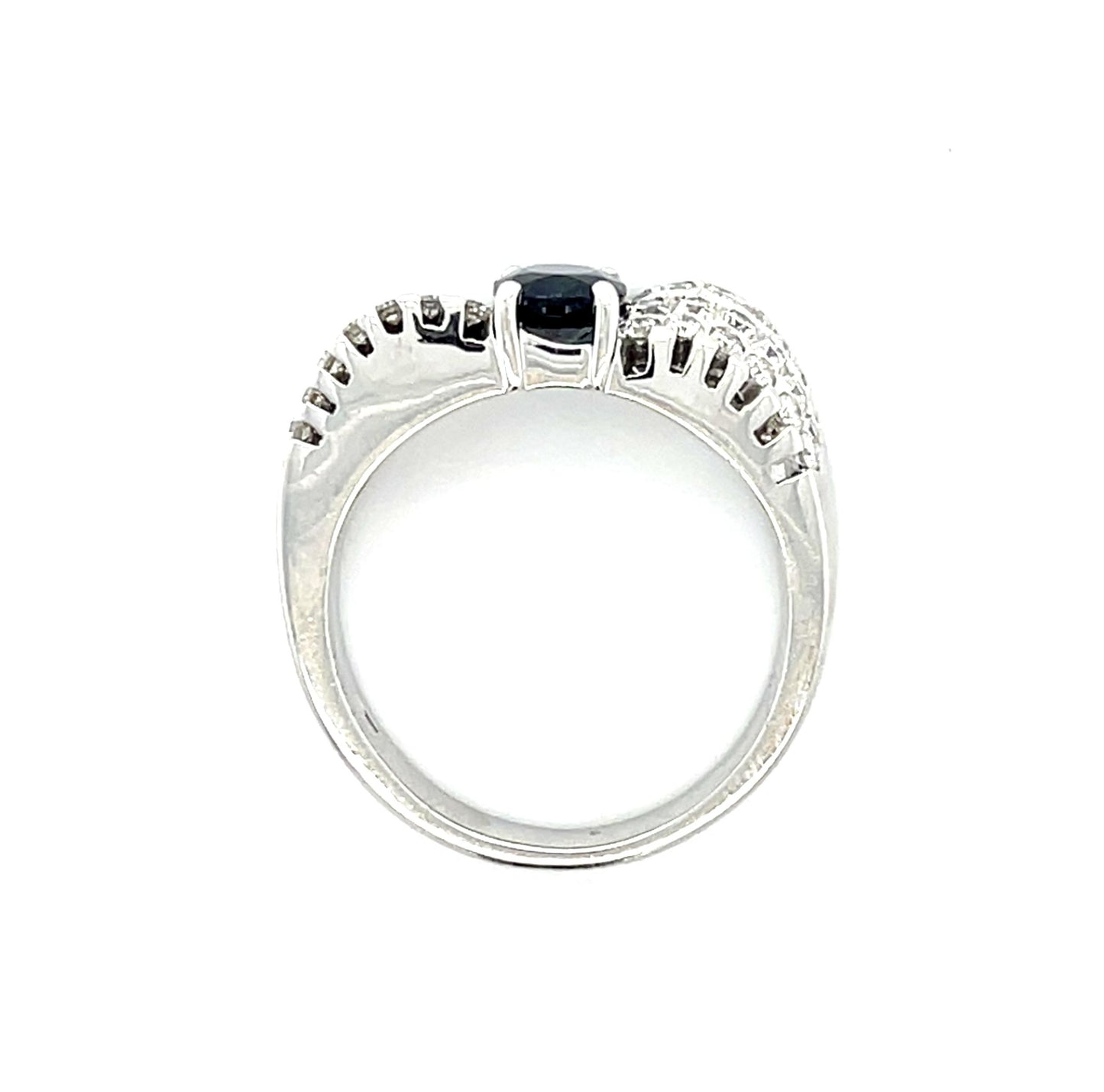 1.10ct Oval Sapphire 18KW Estate Ring .55ct Diamonds 7 Size 7.47g