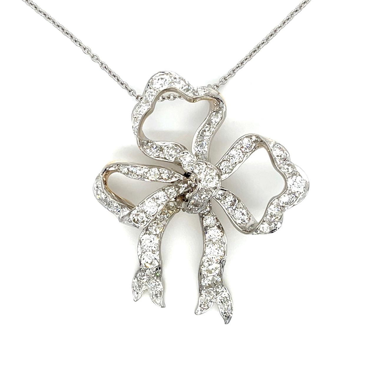 Edwardian 4ct OEC Diamond PT+18KY Pendant (Antique 1900s) 2" Pndnt 18" PT Chain