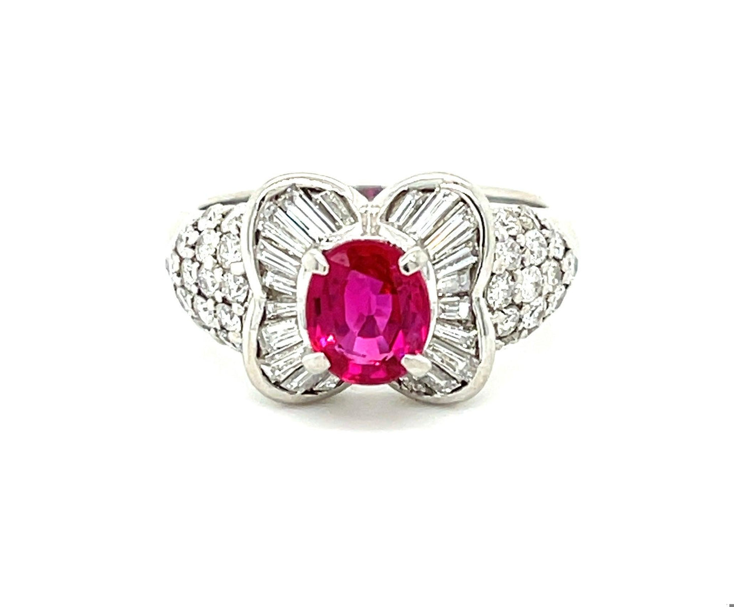 1.02ct GIA Burma Red Ruby (Minor Residue) .92ct Diamond Platinum Ring