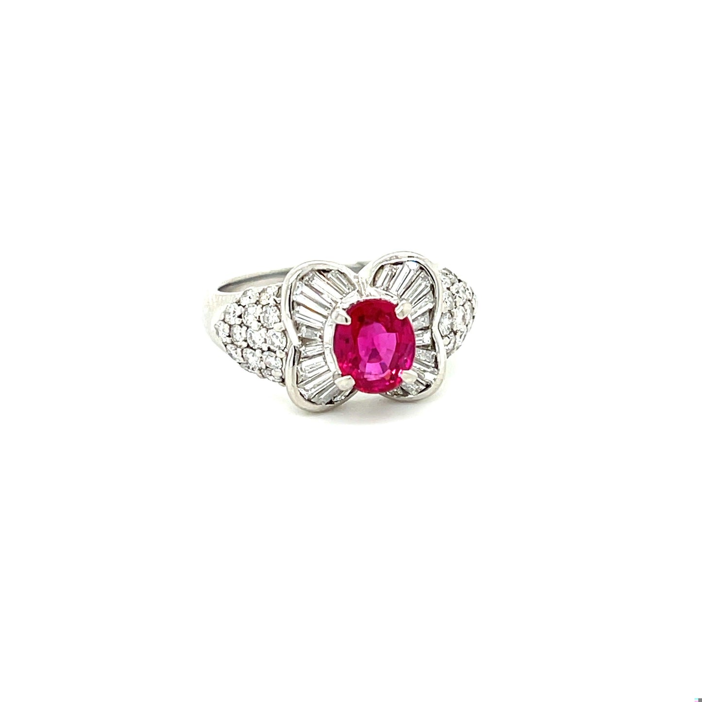 1.02ct GIA Burma Red Ruby (Minor Residue) .92ct Diamond Platinum Ring