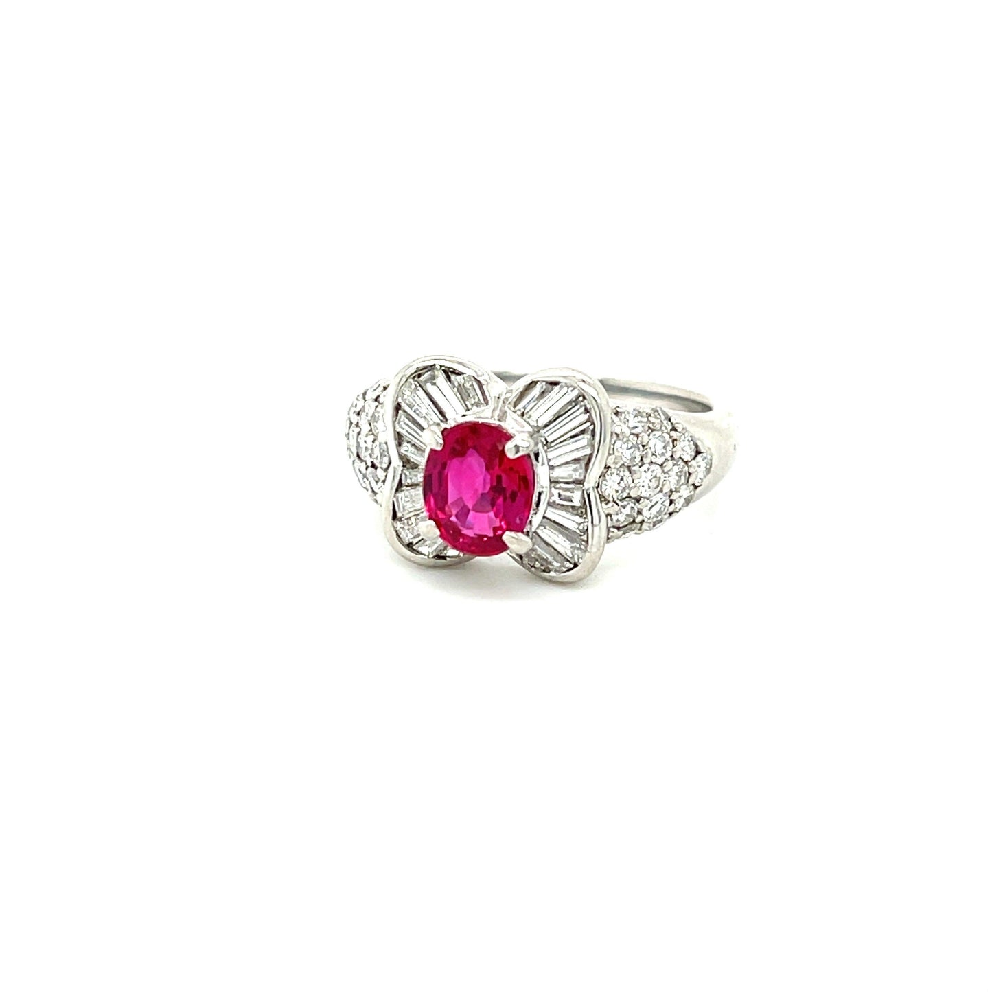 1.02ct GIA Burma Red Ruby (Minor Residue) .92ct Diamond Platinum Ring