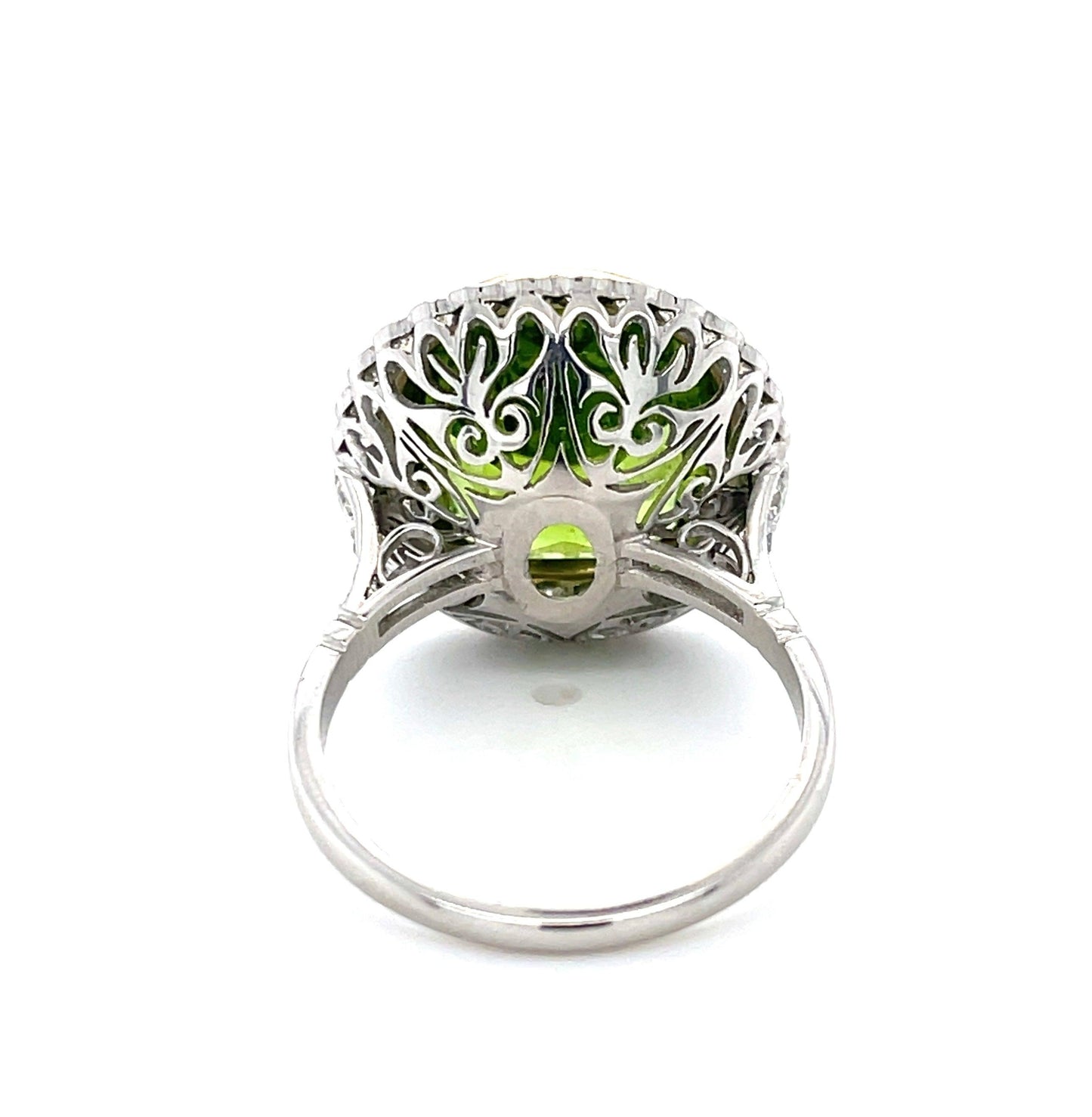 11.20ct Peridot .92ct Dia PT18KY Handmade Ring