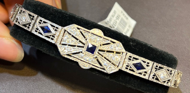 Art Deco PT Top & 14KW Diamond Art Deco Bracelet 0.68ct(dia) Circa 1920s