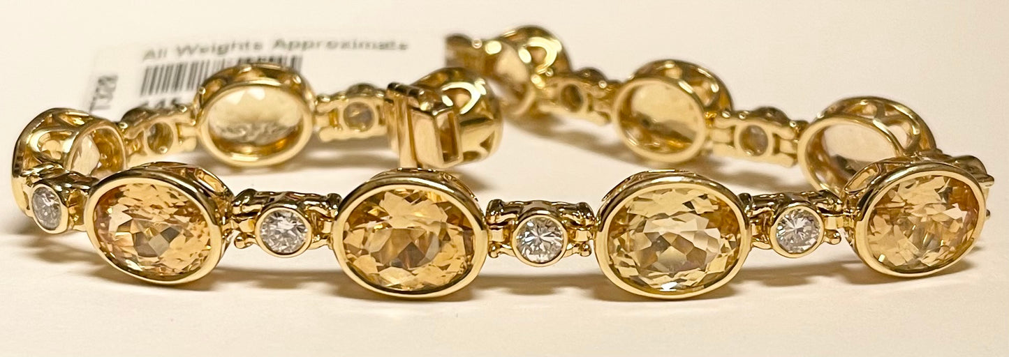 18KY Imperial Topaz & Diamond Bracelet 23.1gr 30.00ct(tp) 1.70ct twt(dia)