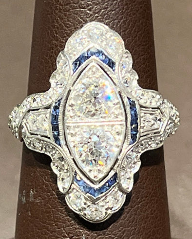 PT Diamond Art Deco Ring 0.60ct(c dia) 1ct(s dia) Circa 1920s