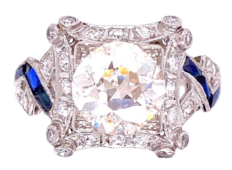 PT Diamond Art Deco Ring 2.16ct(c dia) .46ct(s dia) Circa 1920s