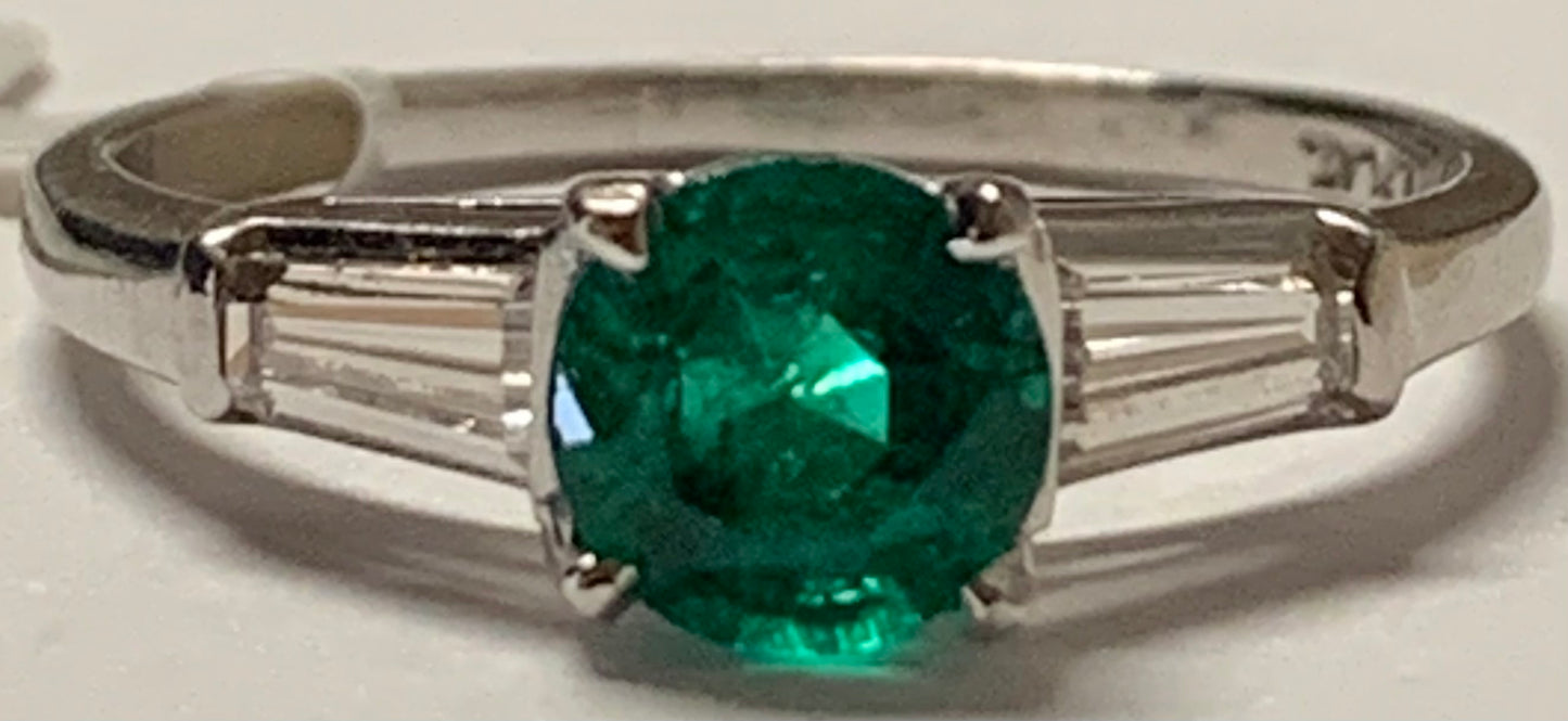 PL Emerald &  Diamond Ring 0.84ct(em) 0.46ct twt(dia) Circa 1960s ESTATE  Size 7