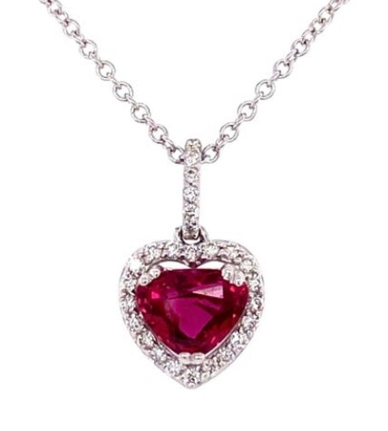 14KW Ruby & Diamond Pendant 1.30ct(rby) 0.14ct twt(dia)