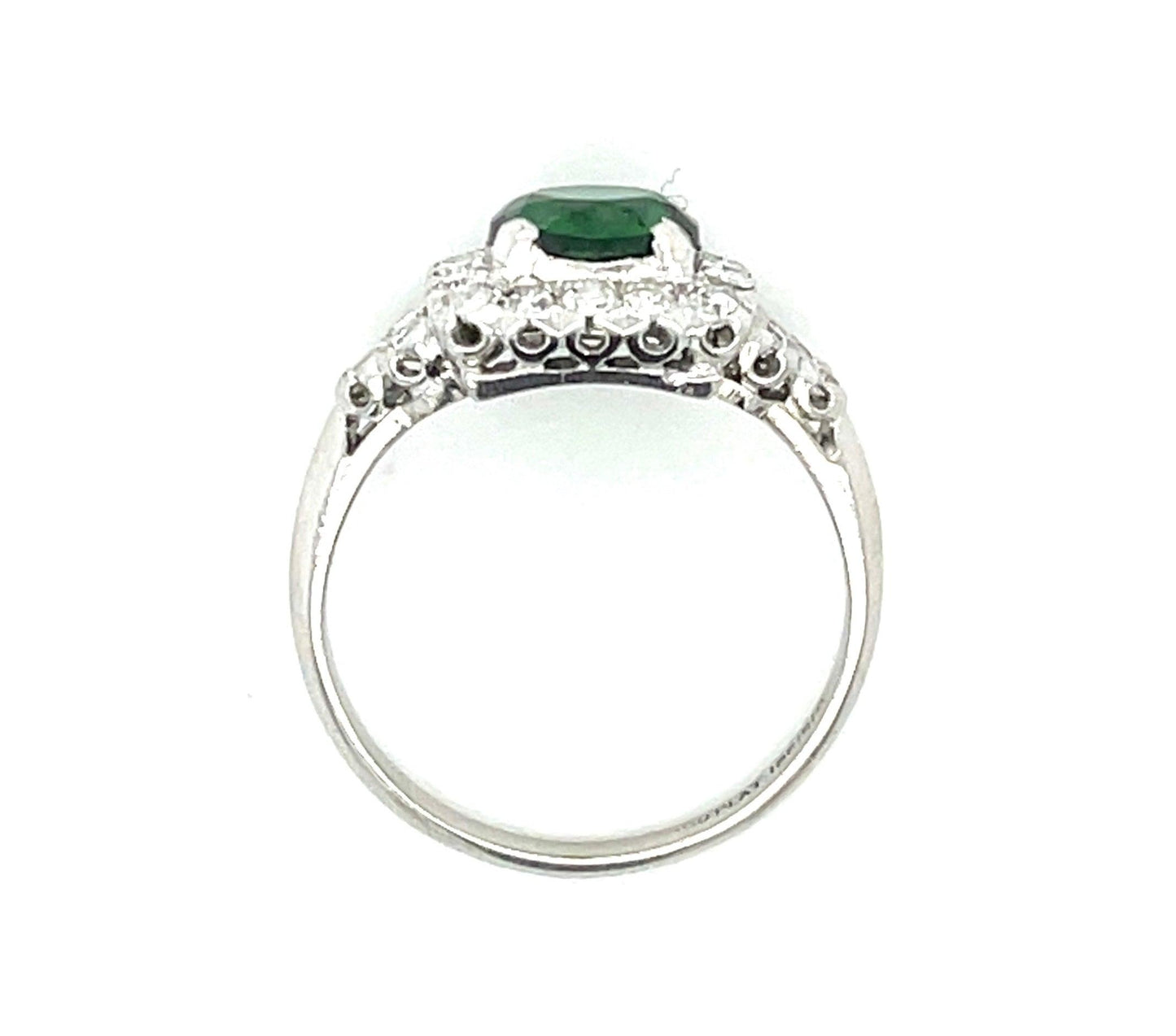 1.30ct Tsavorite Garnet .55ct Diamonds Platinum Vintage Ring (Circa 1940s)