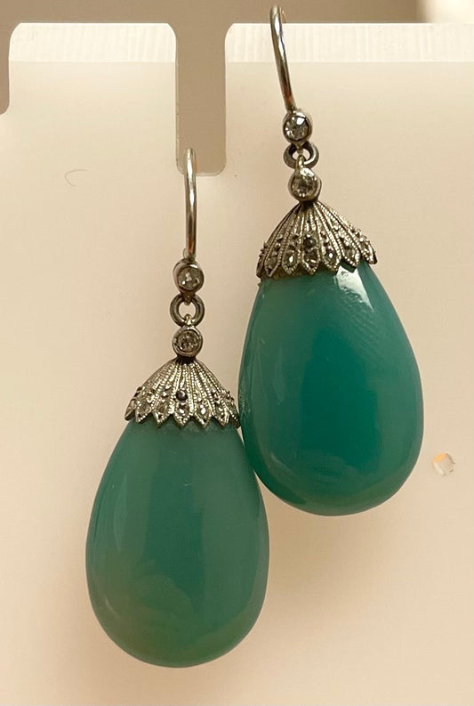 Estate 0.20ct Diamond Earrings Length 1.5