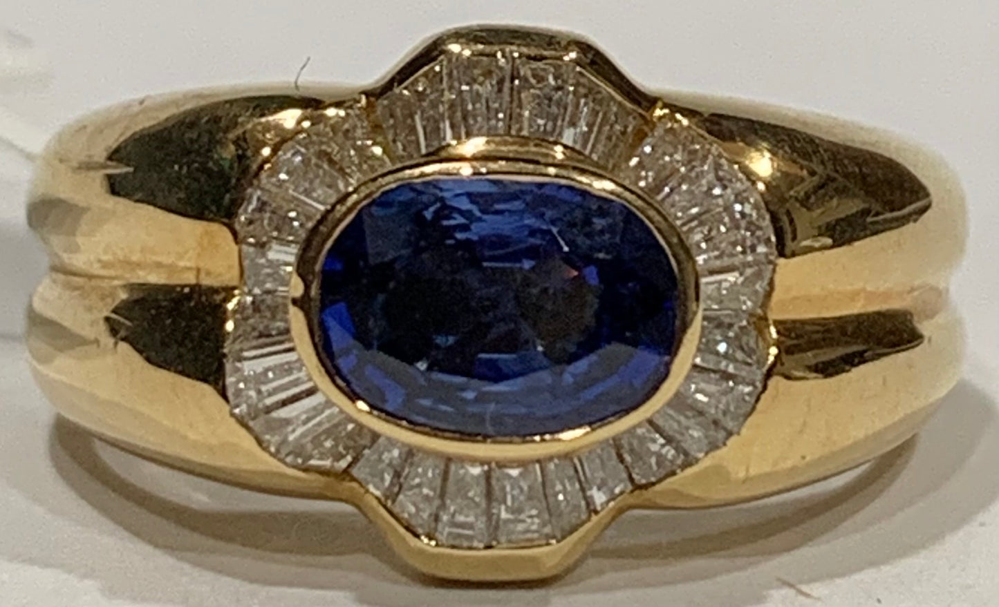 18KY Sapphire & Diamond Ring 10.2gr 1.26ct(sap) 0.67ct twt(dia)