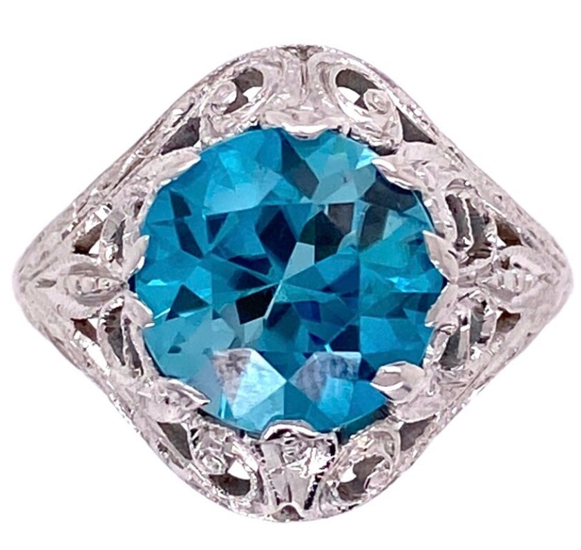 14KW Zircon Art Deco Ring 4.50ct(zi) Circa 1920