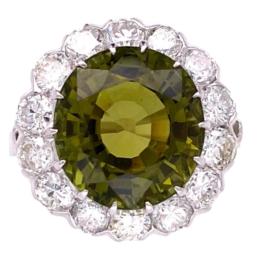 PT Tourmaline & Diamond Ring 8.21ct(tm) 1.68ct twt(dia) Circa 1930