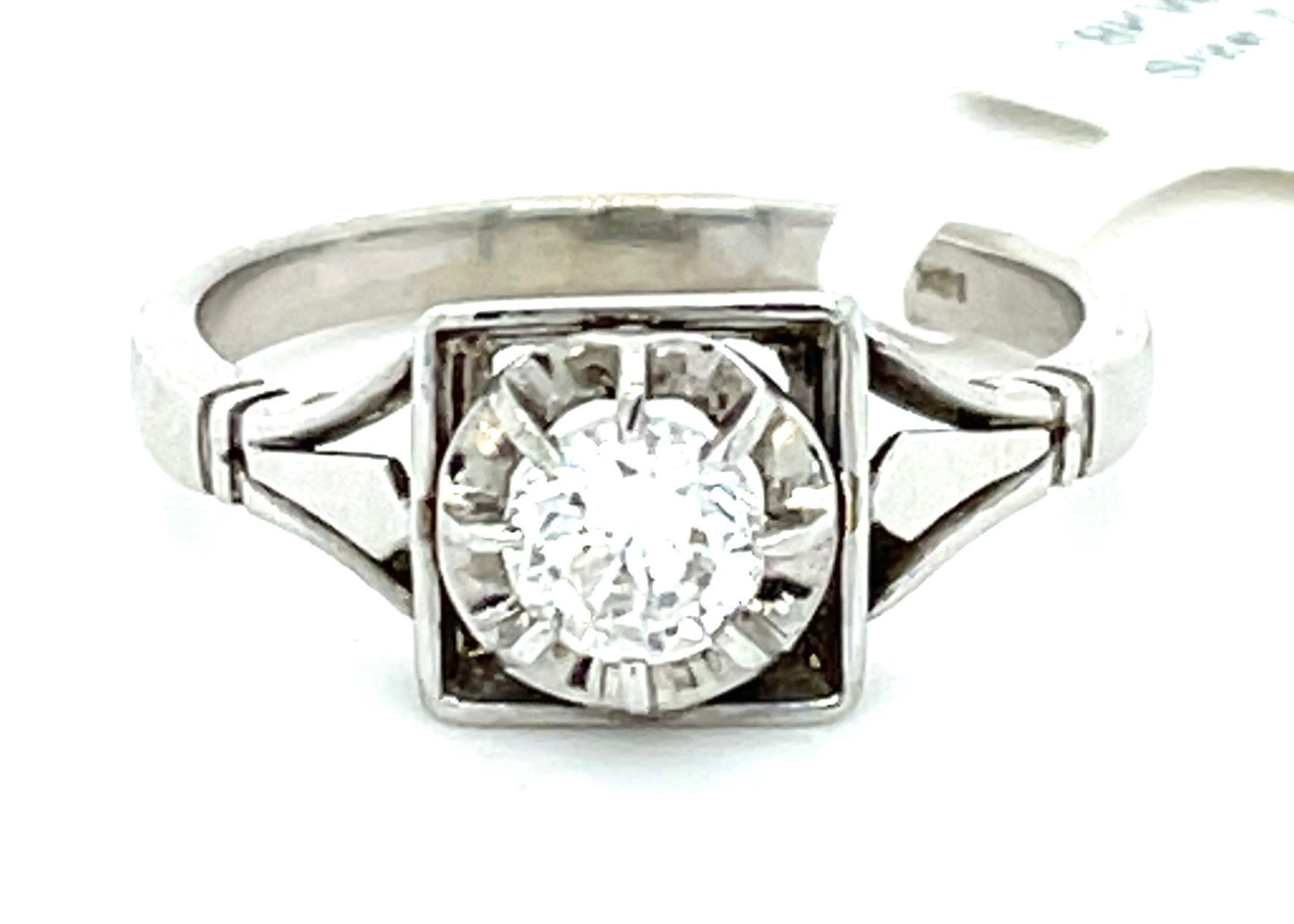 18KW Art Deco Ring .43ct Dia Size 7 Circa 1930s Vintage