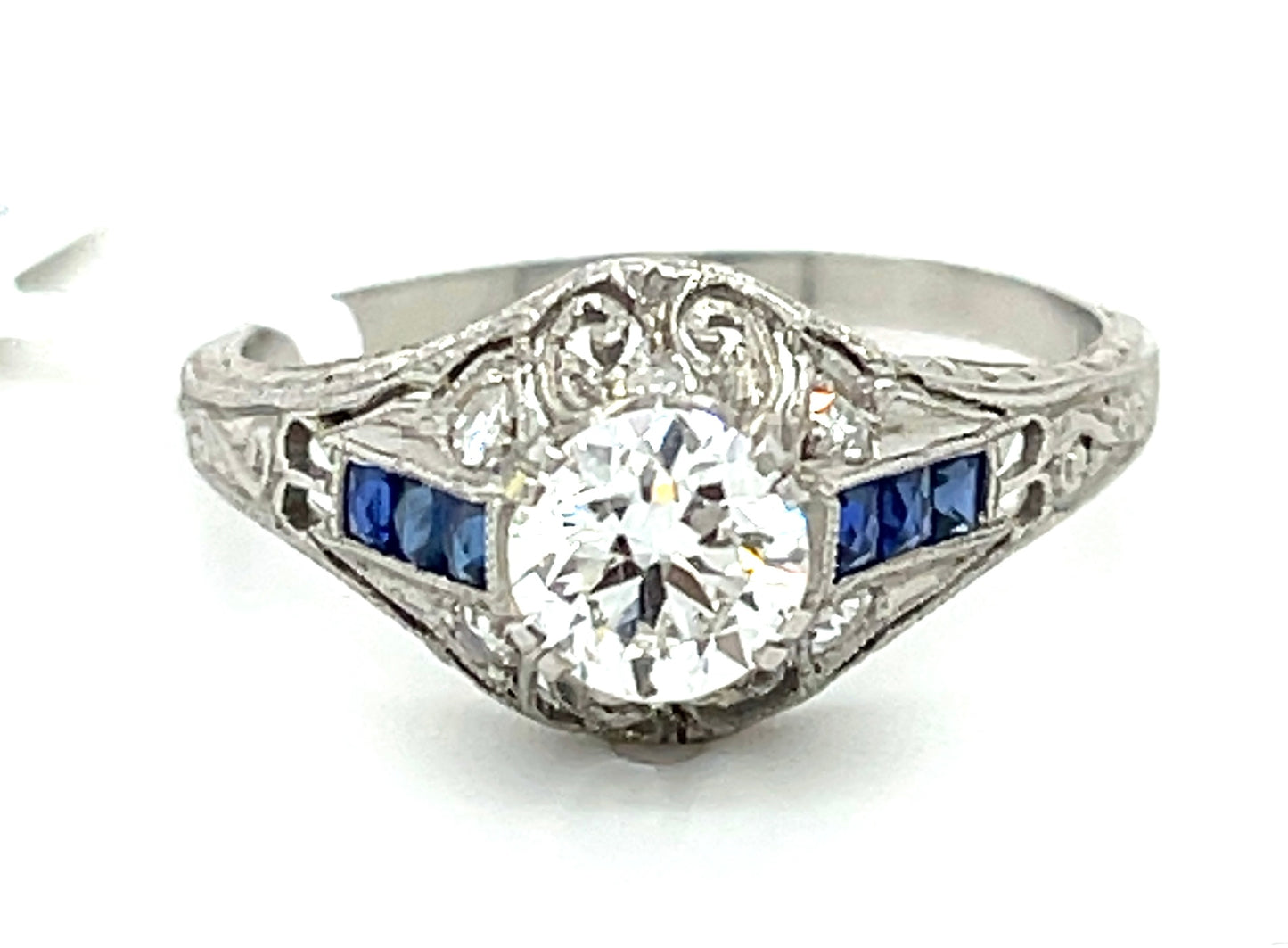 .59ct F VS1 Euro Diamond Art Deco PT Ring (Antique 1920s)