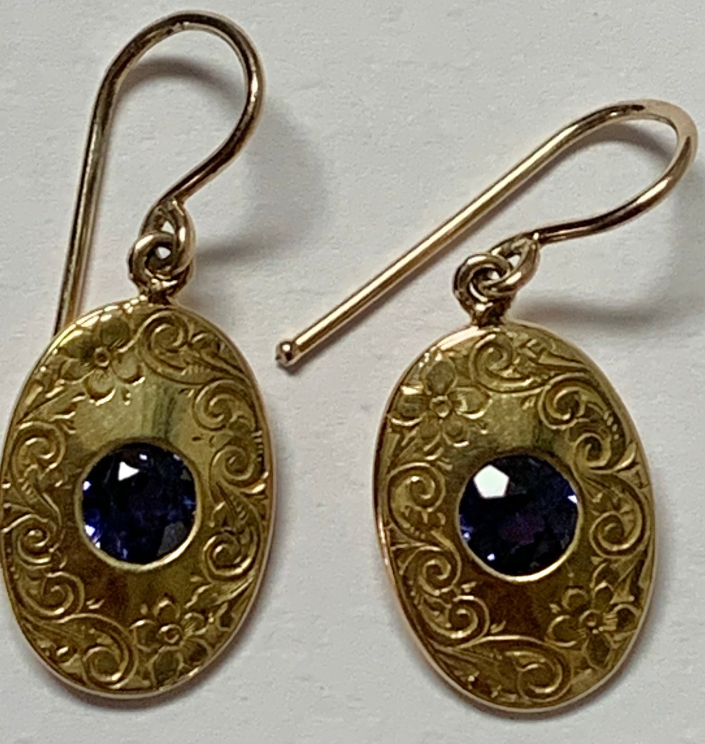 18KY Montana Sapphire Victorian Earrings 1.10ct(sap) Circa 1890s