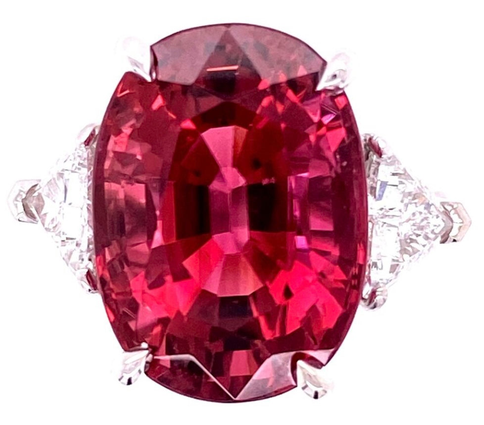 Estate 11.31ct Tourmaline & 0.98ctw Diamond PT Ring Size 6.50