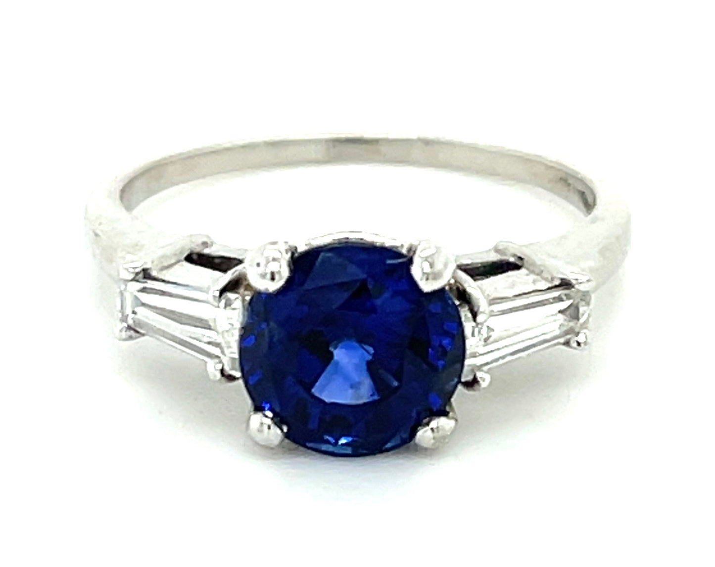 2.14ct Sapphire & 0.34ctw Diamond Ring Circa 1960 Size 6.5