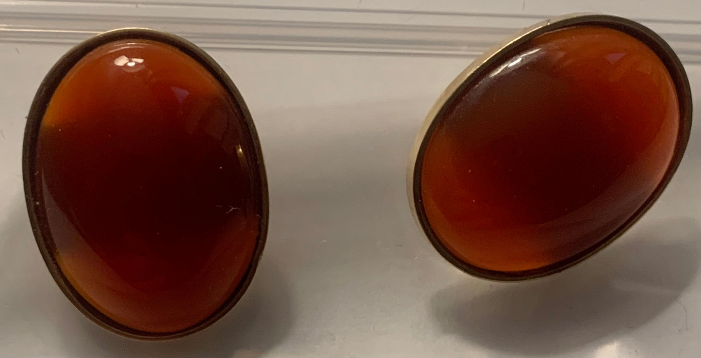 14KY Carnelian Earrings 8.6gr 12.00ct(crn) Circa 1950s