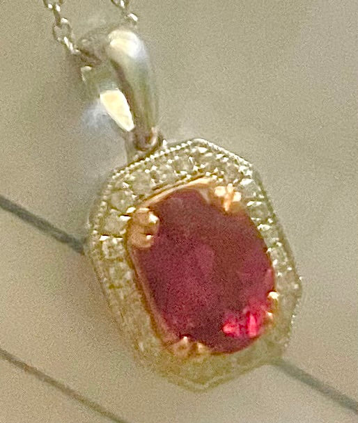 14KW Tourmaline & Diamond Pendant 2.4gr 1.45ct(tm) 0.08ct twt(dia)