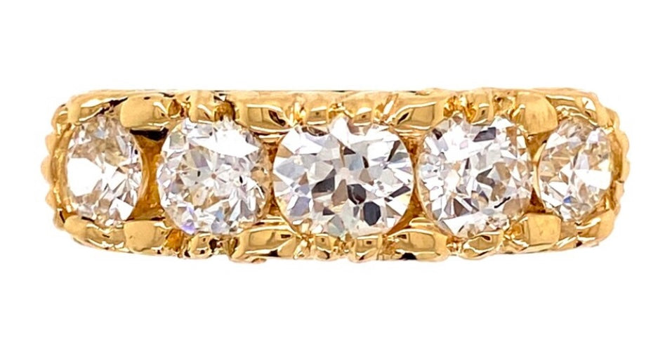 18KY Diamond Victorian Ring 8.1gr 0.68ct(dia) 1.92ct(s dia) Circa 1890s