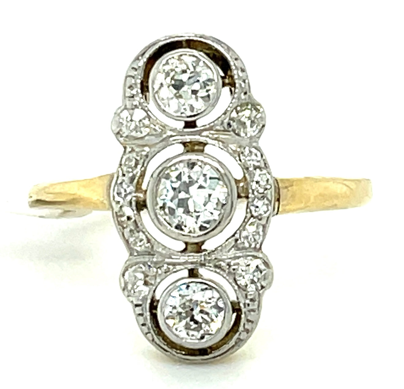 Edwardian .60ct Old European Center Diamond PL18KY Ring (Antique 1900s)