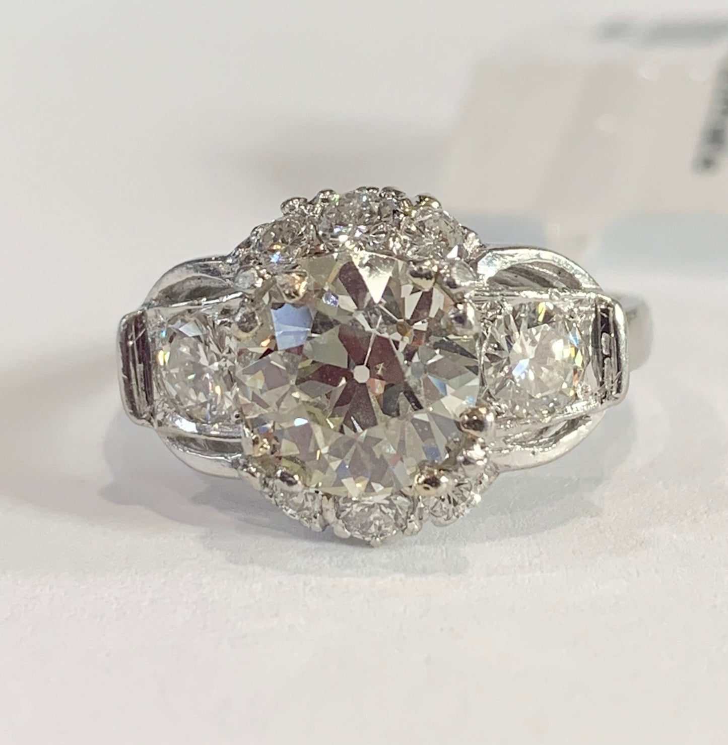Art Deco 1.82ct M VS1 Old European Diamond .36ct SD PT Ring (Vintage 1950s)