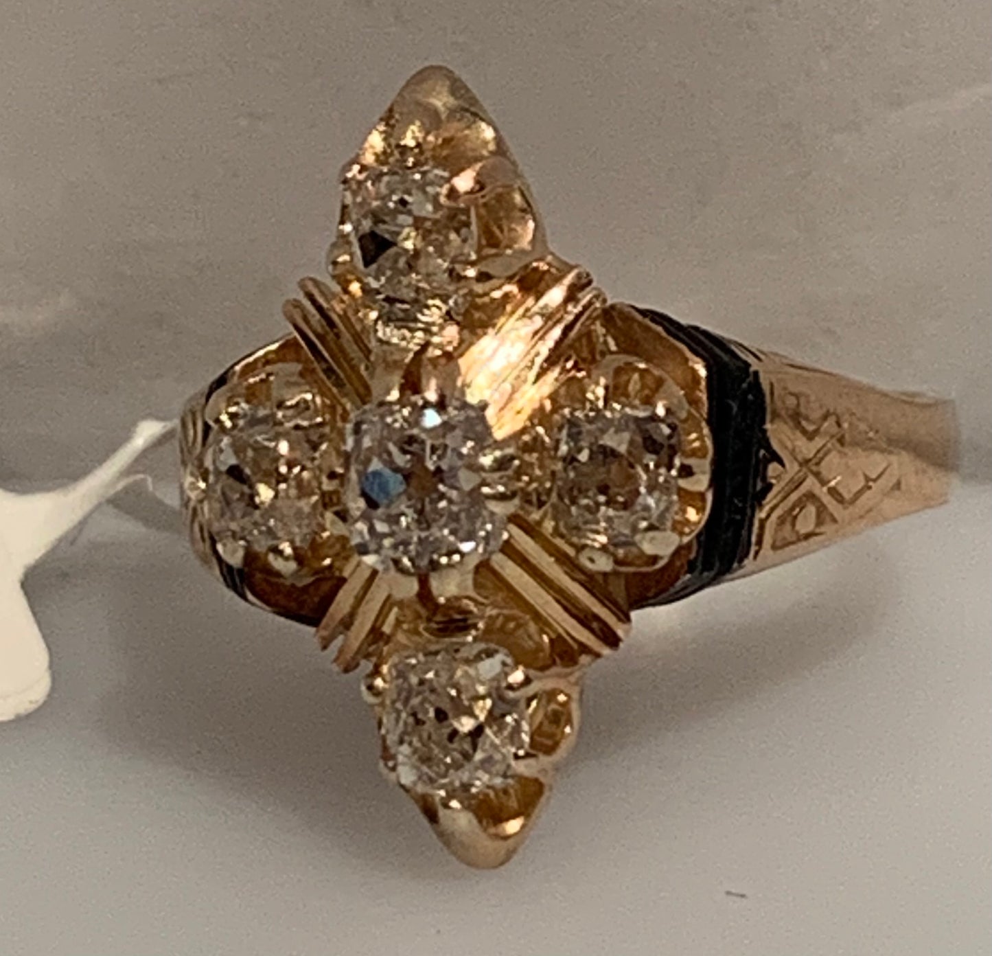 Estate 0.90ct Diamond Omc 14KY Yellow Gold 5.00gr Victorian Ring Circa 1880 Siz