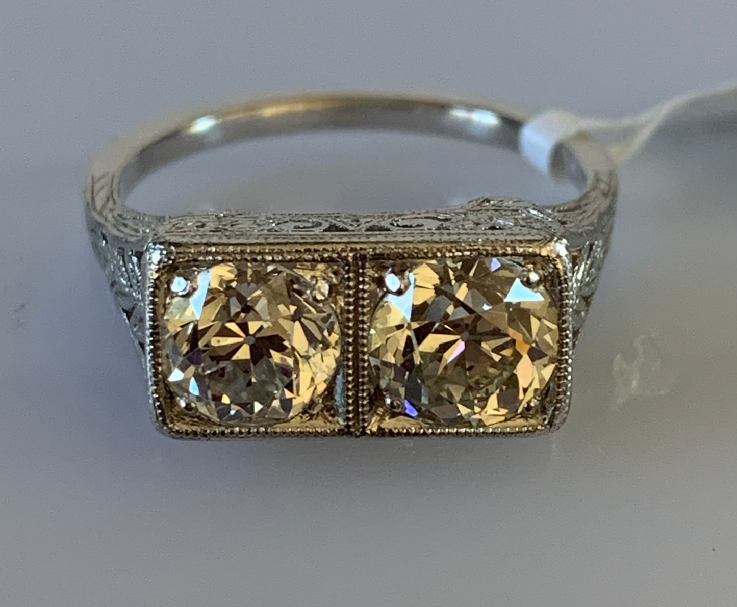 Original Art Deco 2.10ct Old European Diamond PT Ring (Antique 1920s) 6 Size