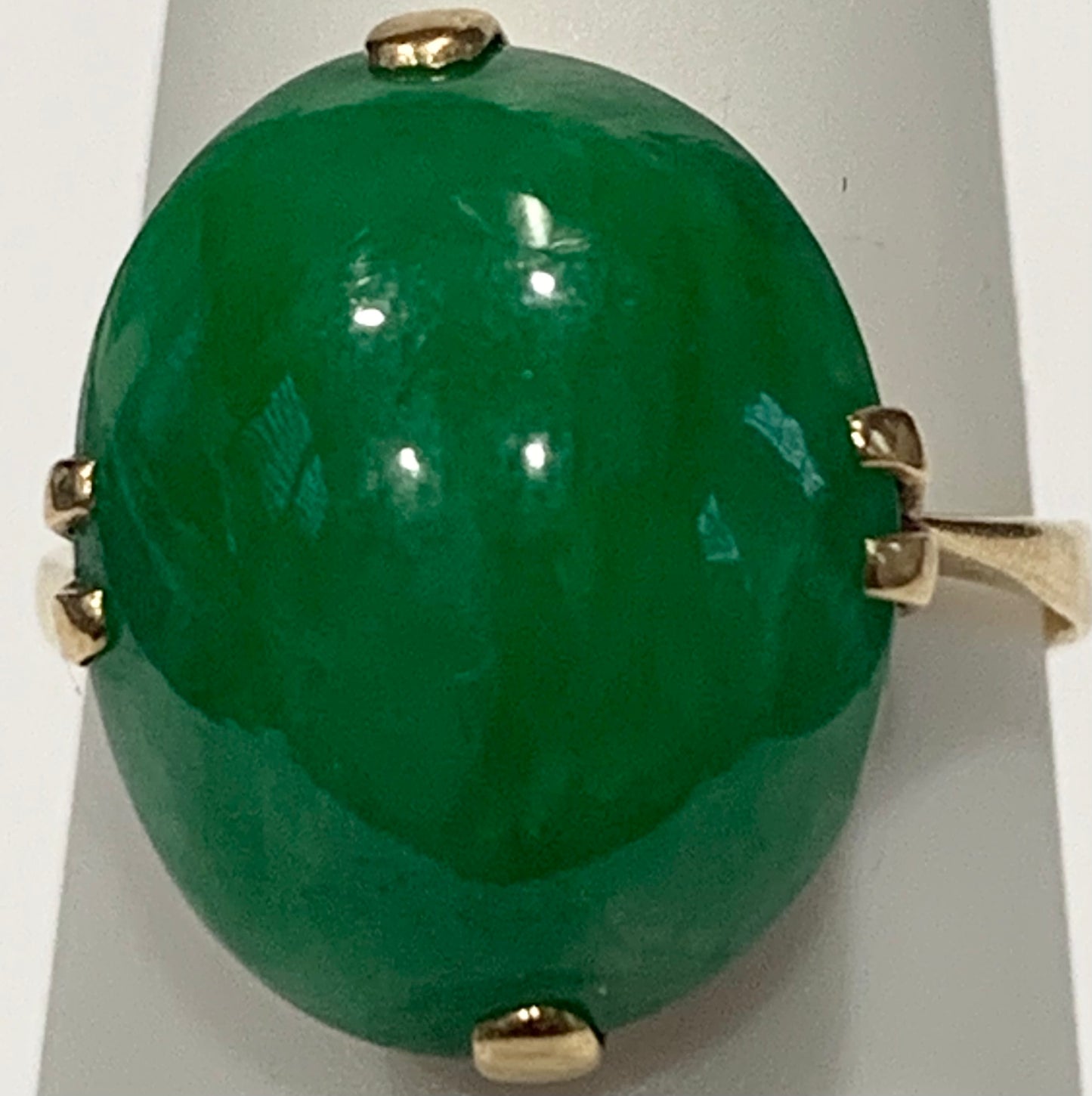18K Natural Jade Victorian Ring 3.5gr 8.00ct(ja) Circa 1880s ESTATE Size 5