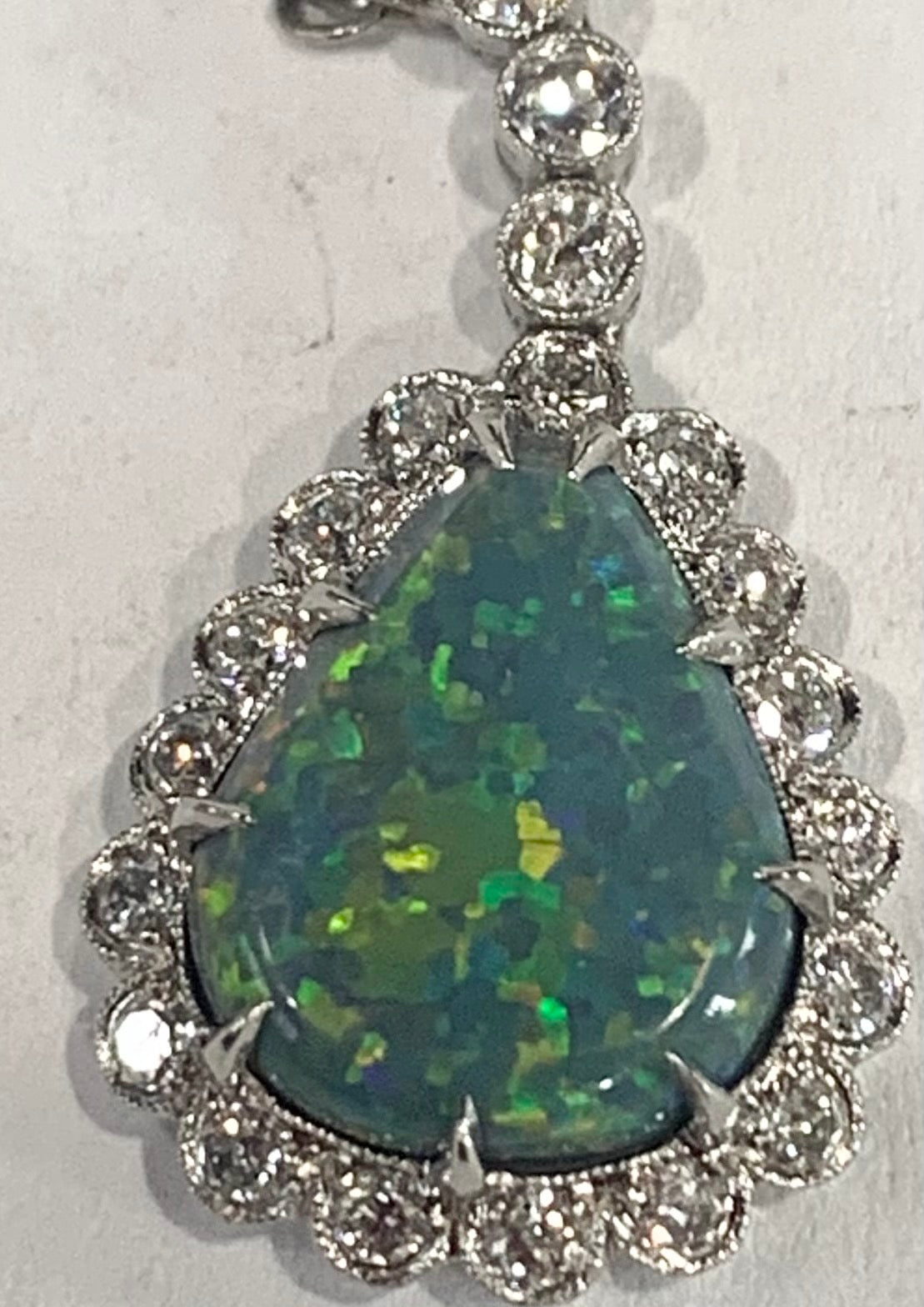 PT Australian Lightning Ridge Opal & Euro cut Dia Pendant 3.39ct(op) 0.92ct Dia