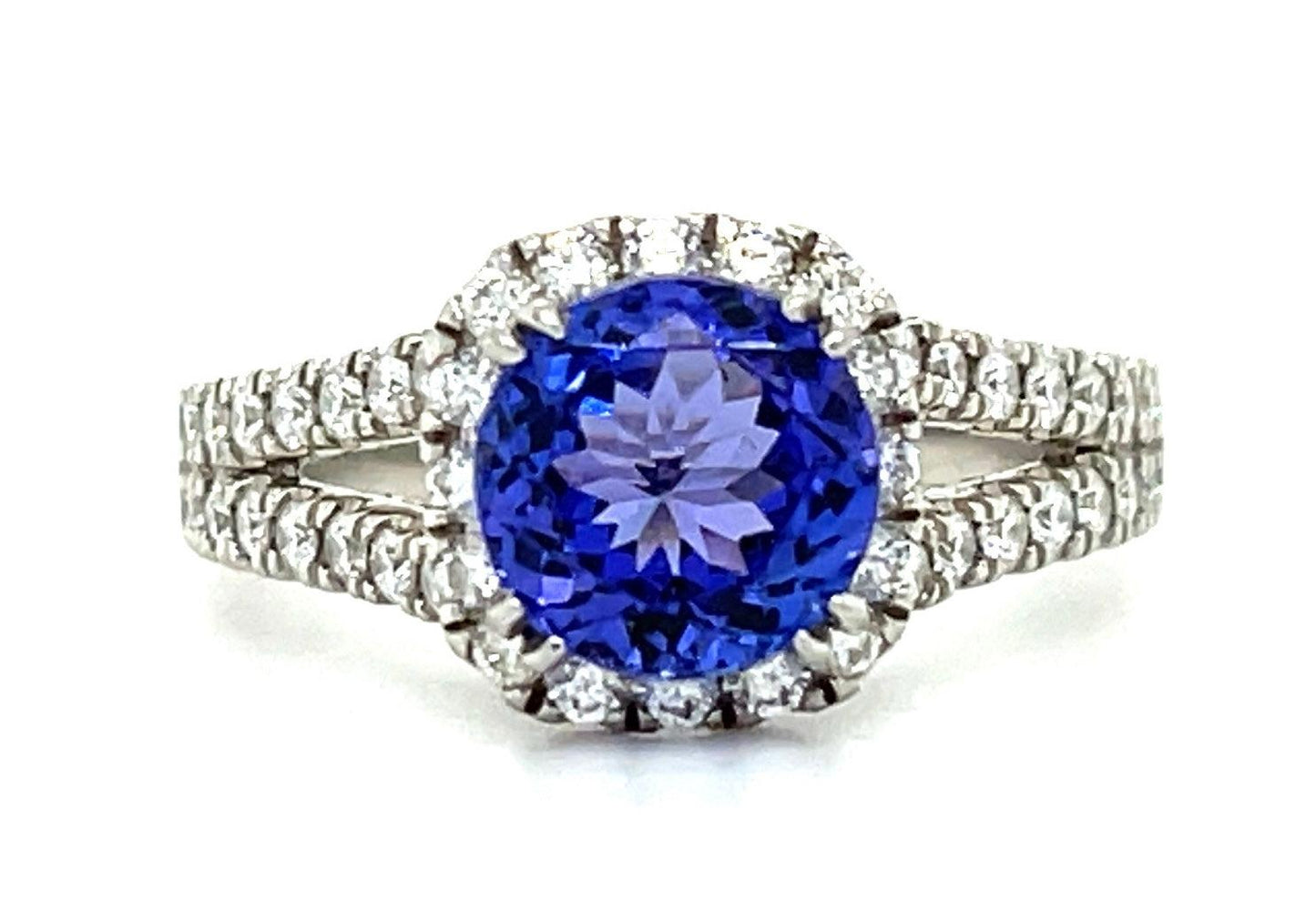 1.70ct Tanzanite .44ct Diamond Platinum Ring