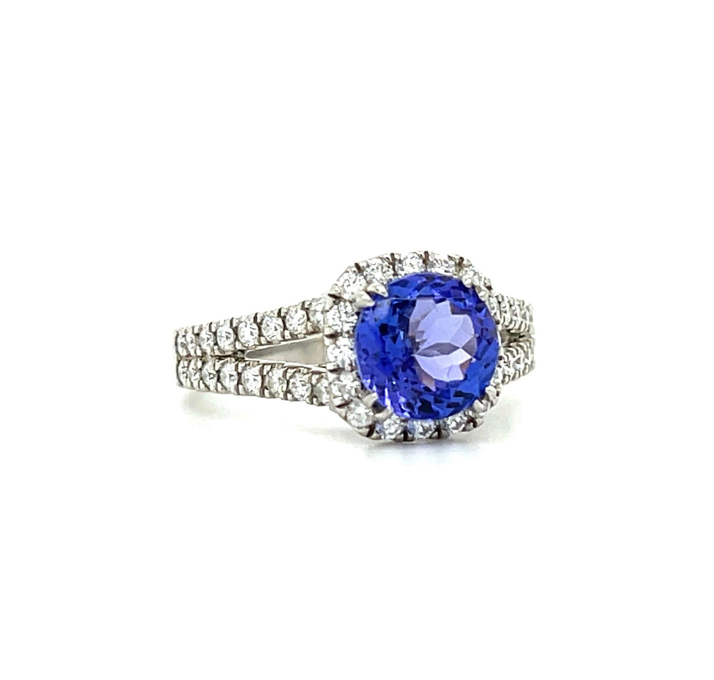 1.70ct Tanzanite .44ct Diamond Platinum Ring