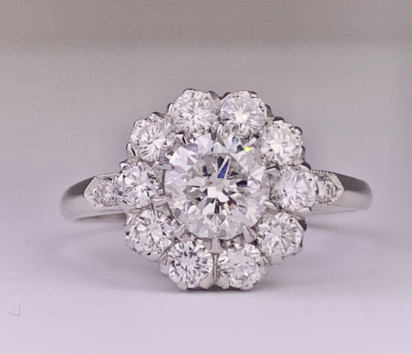 PL G Diamond Ring 3.6gr 0.86ct(dia) SI3 Circa 1950s ESTATE Egl Size 6.50 Sd .84