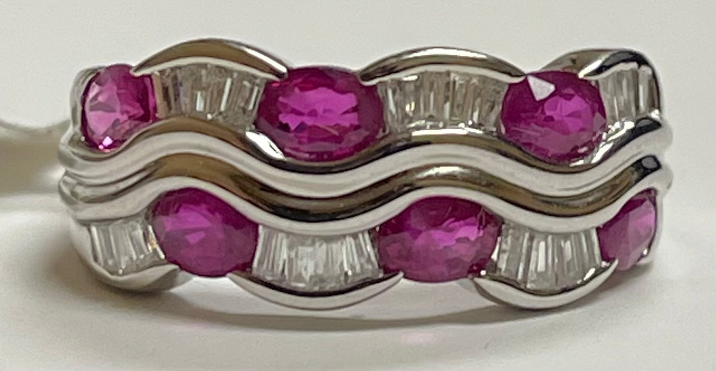 18KW Ruby & Diamond Ring 4.7gr 1.60ct(rby) 0.42ct twt(dia)