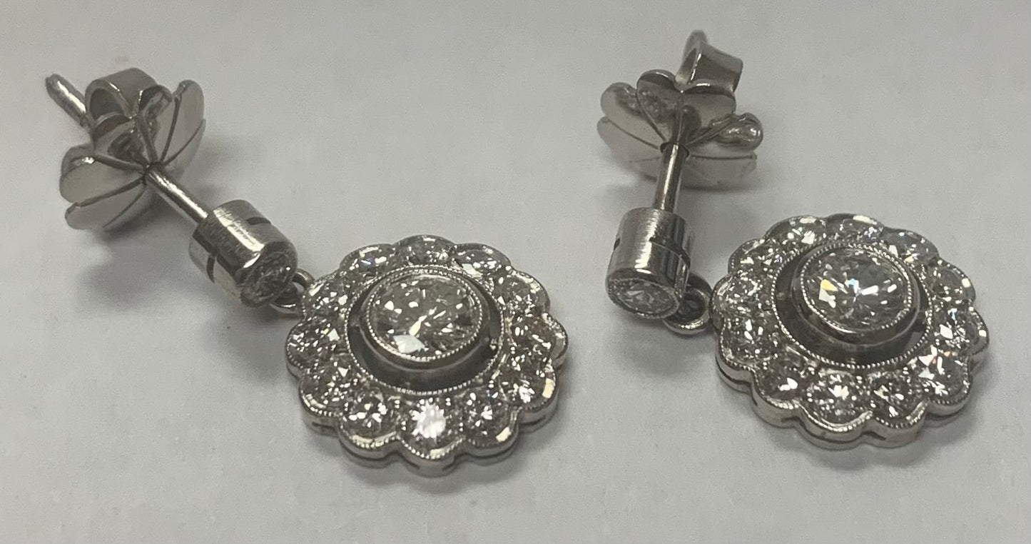 PL Diamond Earrings Handmade 4.3gr 0.44ct(dia) ESTATE Sd 1.40ct