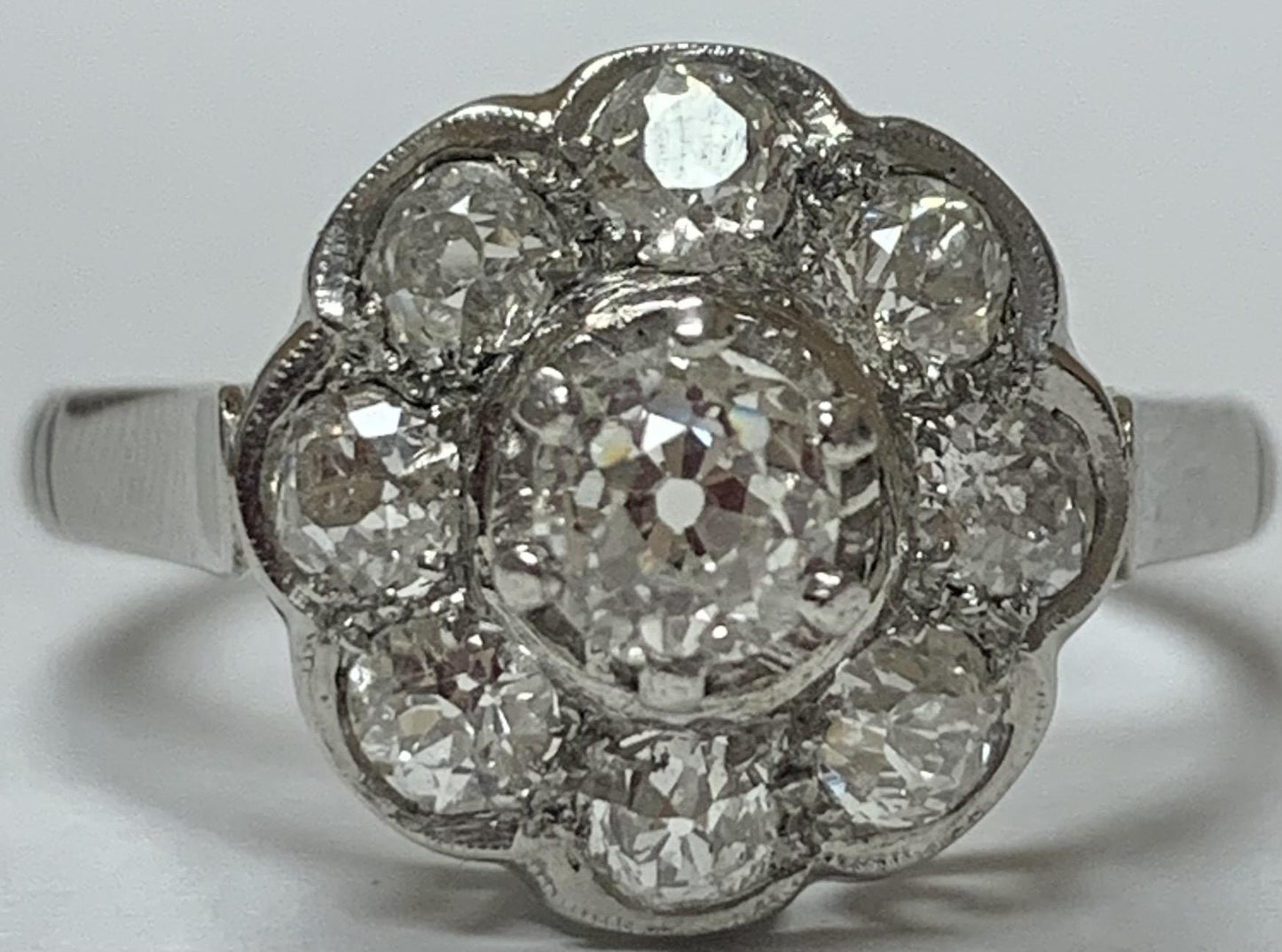 Art Deco .40ct Old European Center Diamond 1.20ct SD 18KY Ring (Vintage 1930s)