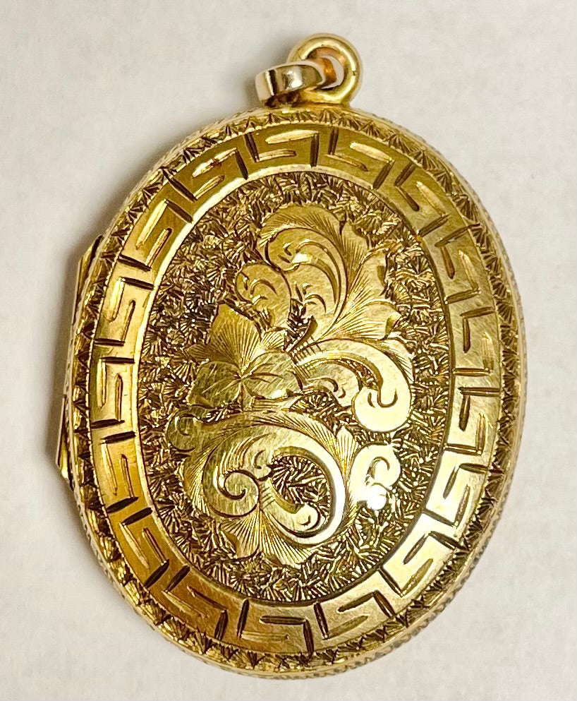 Estate  15K  12.40gr Victorian Locket Circa 1890s Hand Engraved | English 14k Ch