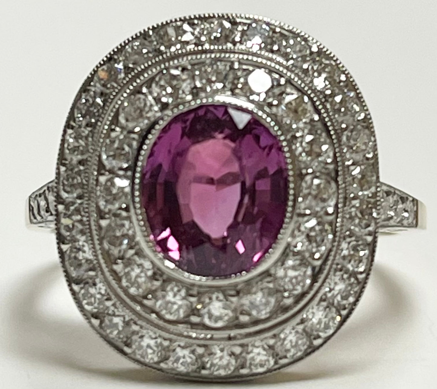 PT18KY Pink Sapphire & Diamond Ring 5.5gr 2.48ct(sap) 1.10ct twt(dia)