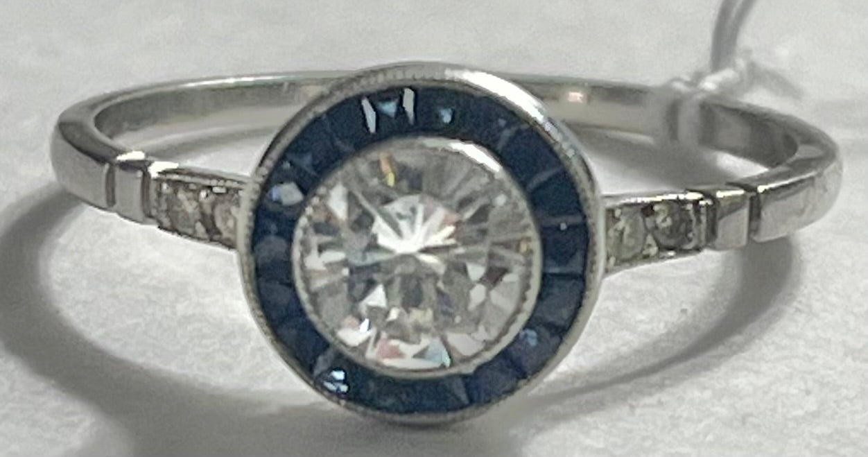 .55ct Diamond & 0.36ctw Sapphire Ring Sd .12ct