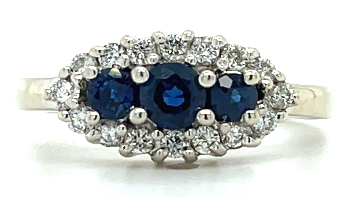 .55ct Sapphire & .48ctw Diamond 14KW Ring 4.00gr 6.75 Size