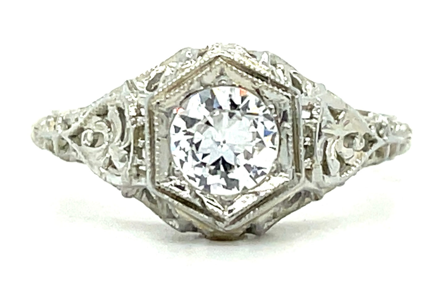 .45ct European-cut Diamond 18KW 2.60gr Art Deco Ring Circa 1920s