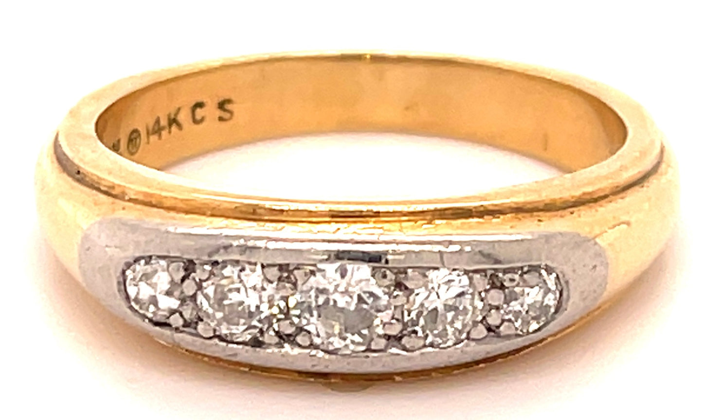 0.30ct European-cut Diamond 14KW 2 Tone Gold 7.04gr Band Size 10